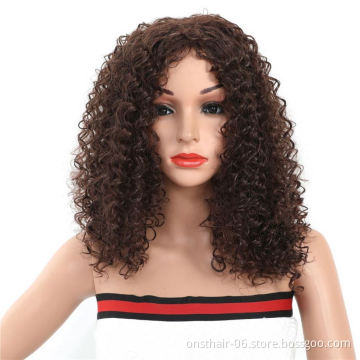 MYZYR own brand synthetic wig cheap heat-resistant synthetic wig brown Fuchsia golden kinky curly synthetic wigbrown